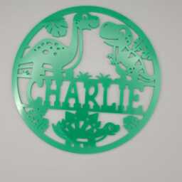 Personalised Dinosaur Sign Bedroom Decor, Nursery Decor Name, Door Or Wall Hanger in Acrylic Wood Kids' Rooms & Nurseries - thumbnail 4