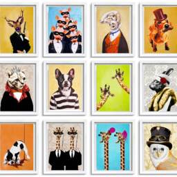 Giraffes in Raincoat Print, Original Giraffe Illustration For Wall Decoration Or Birthday Gift - thumbnail 3