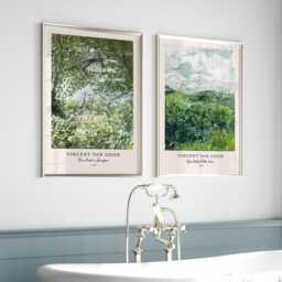 Vincent Van Gogh Green Landscape Wall Art Set Of 2 Vintage Impressionist Prints - thumbnail 2