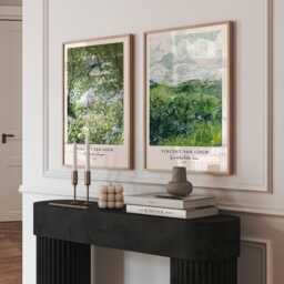 Vincent Van Gogh Green Landscape Wall Art Set Of 2 Vintage Impressionist Prints - thumbnail 1