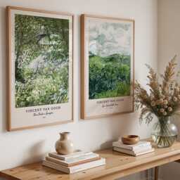 Vincent Van Gogh Green Landscape Wall Art Set Of 2 Vintage Impressionist Prints - thumbnail 3