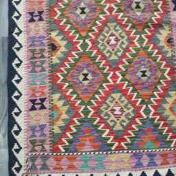 Multicolour Kilim Rug, Handmade Artisan Afghan Turkish Persian Navajo Scandinavian Bohemian Flatweave Natural Wool Rug 154x97 cm - thumbnail 2