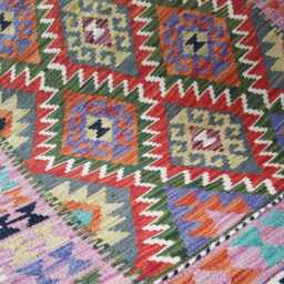 Multicolour Kilim Rug, Handmade Artisan Afghan Turkish Persian Navajo Scandinavian Bohemian Flatweave Natural Wool Rug 154x97 cm - thumbnail 4