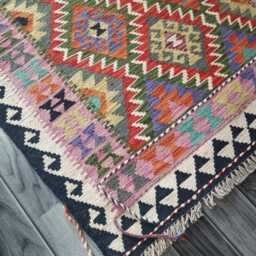 Multicolour Kilim Rug, Handmade Artisan Afghan Turkish Persian Navajo Scandinavian Bohemian Flatweave Natural Wool Rug 154x97 cm - thumbnail 3