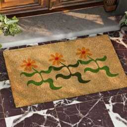 Funky Daisy Doormat - Natural Coir Rug Bright Floral Housewarming Gift - thumbnail 3