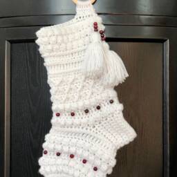 Boho Beaded Stocking, Crochet Pattern, Christmas, Beads, Fireplace, Mantle, Decor, Tassel - PDF Download - thumbnail 2