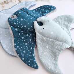 Manta Ray Baby Comforters, Stingray Animal Loveys, Double Gauze Cotton Ocean Toy, Cuddle Soft Sea Animal, Doudou Stingray, New Gift - thumbnail 2