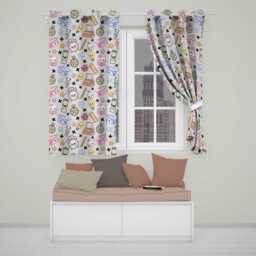 Cute Kawaii School Supplies Cat Books Apple Seamless Pattern Readymade Eyelet Ring Top Thermal 100% Blackout Curtains - thumbnail 1