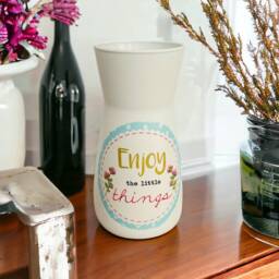 Pretty Shabby Chic Vase, Enjoy The Little Things, Country Kitchen Vintage Style Vase - thumbnail 1