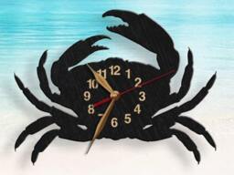 Wooden Crab Wall Clock Large 12-18Inch, Art Decor, Non-Ticking, Nautical Decor, Gift, Diving - thumbnail 3