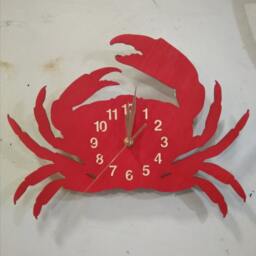 Wooden Crab Wall Clock Large 12-18Inch, Art Decor, Non-Ticking, Nautical Decor, Gift, Diving - thumbnail 2