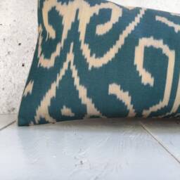 Silk Ikat Lumbar Pillow Cover - 10x24, Handwoven Accent - thumbnail 3