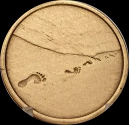 Footprints in The Sand Bronze Medallion Chip Coin Token Foot Prints Spiritual Gift - thumbnail 1