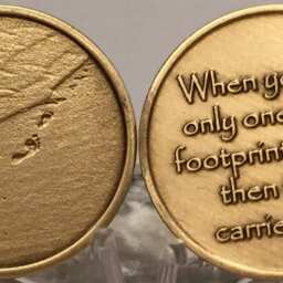 Footprints in The Sand Bronze Medallion Chip Coin Token Foot Prints Spiritual Gift - thumbnail 3