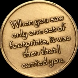Footprints in The Sand Bronze Medallion Chip Coin Token Foot Prints Spiritual Gift - thumbnail 4