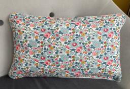 Liberty Print, Betsy, Rectangular Cushion, Ploka Dot Trim 50cm X 30cm - thumbnail 1