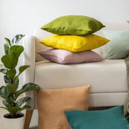 Linen Cushion Covers Set Of 2 - Zippered Pillowcases Bed Pillow Sham Throw Custom - thumbnail 2