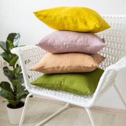 Linen Cushion Covers Set Of 2 - Zippered Pillowcases Bed Pillow Sham Throw Custom - thumbnail 3
