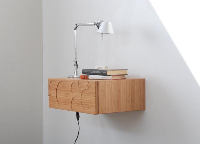 Mid Century Bedside Table With Drawer in Bamboo/Entryway Organizer - image 1