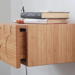 Mid Century Bedside Table With Drawer in Bamboo/Entryway Organizer - thumbnail 2