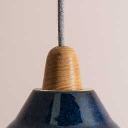 Blue Element Pendant Light in Ceramic & Oak - thumbnail 3
