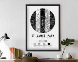 Newcastle St. James' Park Minimalist Map Print & Frame Gift - Football United Decor Son Brother Dad Granddad Grandad - thumbnail 1
