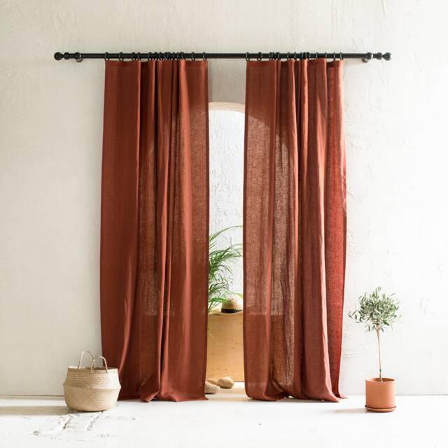 Natural Linen Curtains, Blackout 1 Window Curtain Panel, Custom Drapery Panels With Tape For Rings, Handmade Window Treatments - image 1