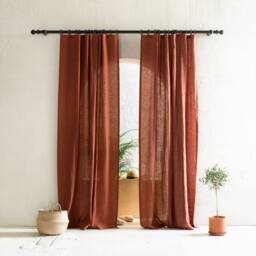 Natural Linen Curtains, Blackout 1 Window Curtain Panel, Custom Drapery Panels With Tape For Rings, Handmade Window Treatments - thumbnail 1