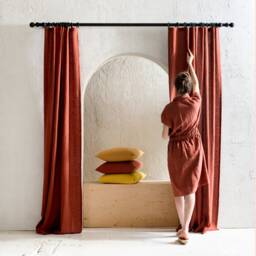 Natural Linen Curtains, Blackout 1 Window Curtain Panel, Custom Drapery Panels With Tape For Rings, Handmade Window Treatments - thumbnail 3