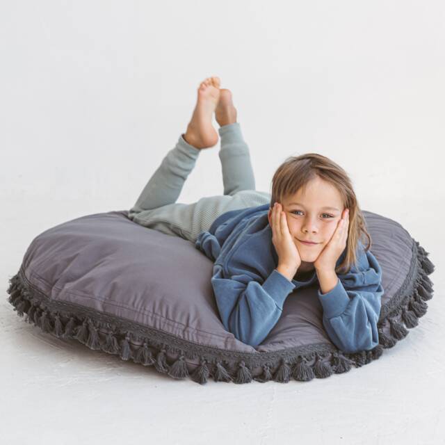 Large Toddler Floor Cushion in Grey Ideal Pillows For Boy Room Decor & Cozy Reading Corner - Gift For Son 1st Birthday - image 1