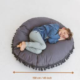 Large Toddler Floor Cushion in Grey Ideal Pillows For Boy Room Decor & Cozy Reading Corner - Gift For Son 1st Birthday - thumbnail 3