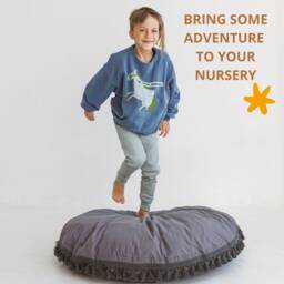 Large Toddler Floor Cushion in Grey Ideal Pillows For Boy Room Decor & Cozy Reading Corner - Gift For Son 1st Birthday - thumbnail 2
