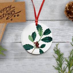 Pine Cone Christmas Decoration - Ceramic Tree Ornament Hand Printed in Shropshire - thumbnail 3
