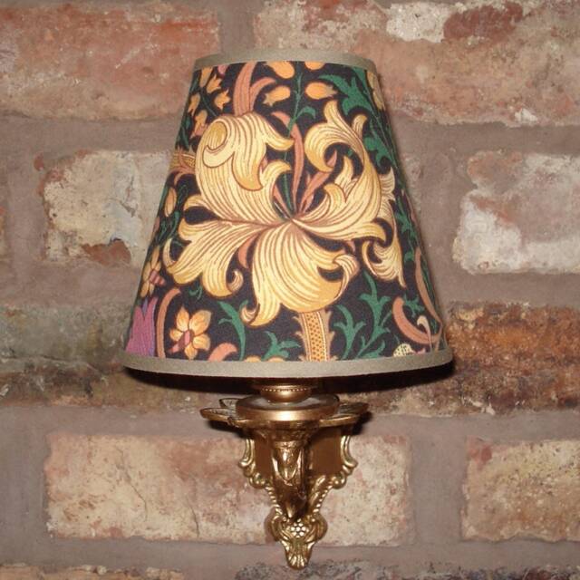 William Morris Golden Lily Minor - Medium Handmade Candle Clip Lampshade Wall/Base - image 1