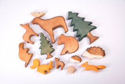 Forest Animals - Waldorf Wooden Toys Woodland Organic Play Set For Kids