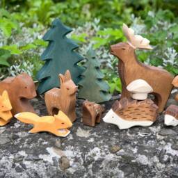 Forest Animals - Waldorf Wooden Toys Woodland Organic Play Set For Kids - thumbnail 4