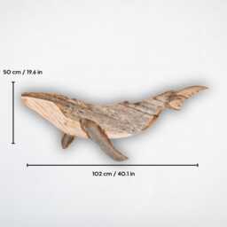 Reclaimed Wood Humpback Whale Wall Art Eco-Friendly Ocean Sculpture - thumbnail 3