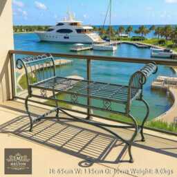 Antiqued Aged Turquoise Fancy Ornate Metal Garden Bench Patio Furniture Seat