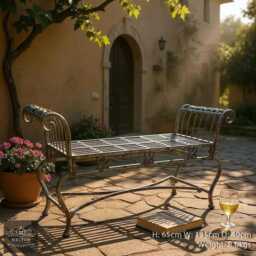 Antiqued Aged Turquoise Fancy Ornate Metal Garden Bench Patio Furniture Seat - thumbnail 2