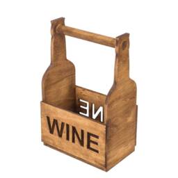 Wood Wine Holder, 4 Bottle Wine Rack, Caddy, Tabletop Rack, Rustic Lover Gift - thumbnail 2