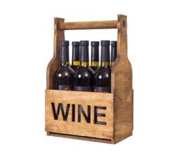 Wood Wine Holder, 4 Bottle Wine Rack, Caddy, Tabletop Rack, Rustic Lover Gift
