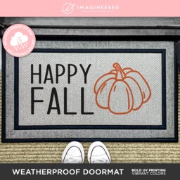 Happy Fall Seasonal Quote Doormat - Cute Pumpkin Outdoor Mat Decor For Lovers New Home Washable Custom Gift