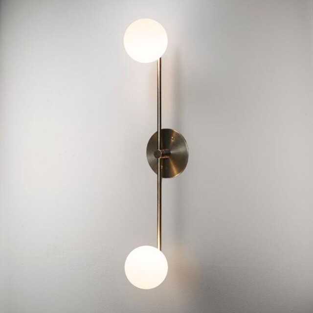 1950's Mid-Century Modern Segment Wall Sconce- Luxury Double Globe Light With Dual Ball - image 1