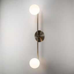 1950's Mid-Century Modern Segment Wall Sconce- Luxury Double Globe Light With Dual Ball - thumbnail 1