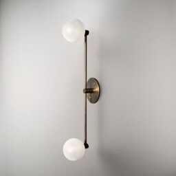 1950's Mid-Century Modern Segment Wall Sconce- Luxury Double Globe Light With Dual Ball - thumbnail 2