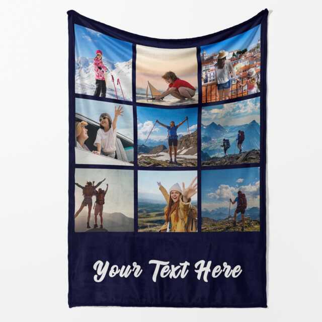 Personalised Photo Blanket For Occasions - Upload 9 Photos & Text Custom Gift For Women Men Kids Pet Friends, Unique - image 1