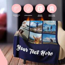 Personalised Photo Blanket For Occasions - Upload 9 Photos & Text Custom Gift For Women Men Kids Pet Friends, Unique - thumbnail 2