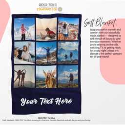 Personalised Photo Blanket For Occasions - Upload 9 Photos & Text Custom Gift For Women Men Kids Pet Friends, Unique - thumbnail 3