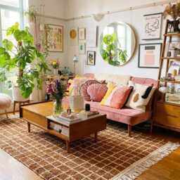 Brown White Grid Moroccan Rug - Large Area Handmade Berber Shag Living Room Carpet - thumbnail 4