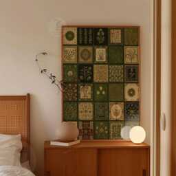 Green Persian Rug Poster - Vintage Oriental Carpet Patchwork Print Traditional Textile Wall Art - thumbnail 2